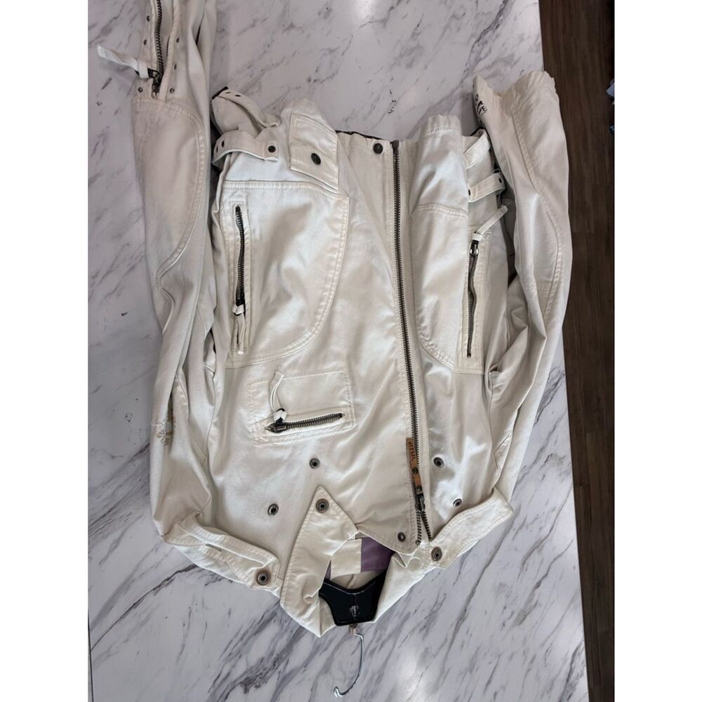 Diesel White Leather Biker Jacket